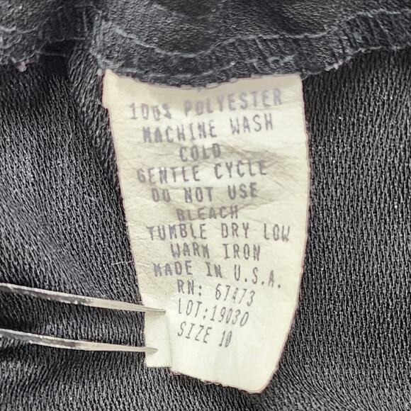 Vintage Skirt Womens 10 Black Polyester Pencil Maxi Front Leg Slit Back Zip Goth - Picture 5 of 8